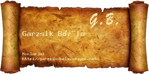 Garzsik Béla névjegykártya